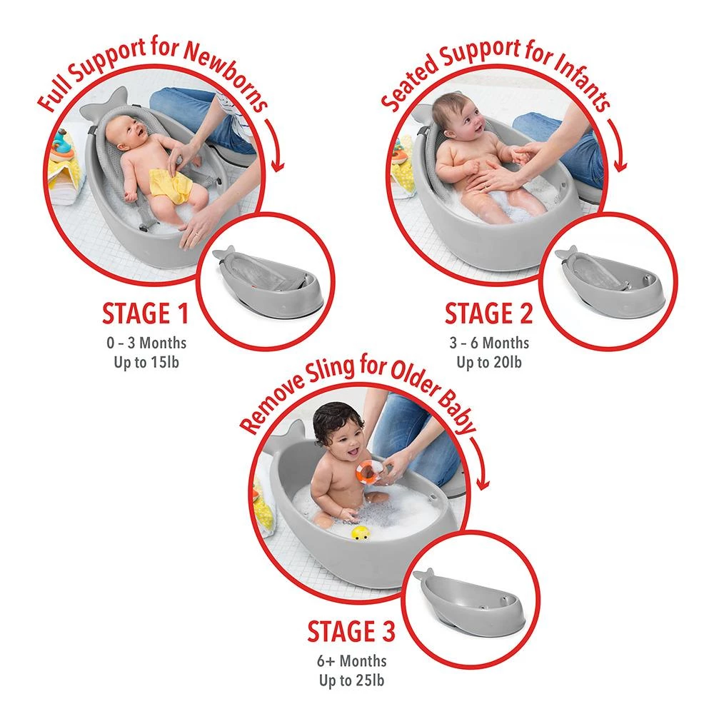 SKIP HOP MOBY SMART SLING 3 STAGE BABY BATH -GRAY