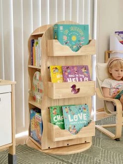 My Duckling Myduckling 360-Degree Revolving Solid Wood Bookcase