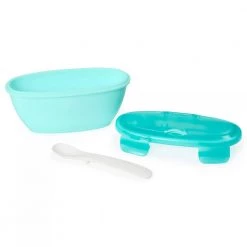 Skiphop SKIP HOP EASY SERVE TRAVEL BOWL AND SPOON - SOFT TEAL