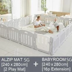 Babyhouse Australia ALZIP MAT SILION ECO SG[240cmx280cm][2 MATS] + BABY ROOM EXTENSION 16P SG SET
