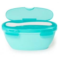 Skiphop SKIP HOP EASY SERVE TRAVEL BOWL AND SPOON - SOFT TEAL