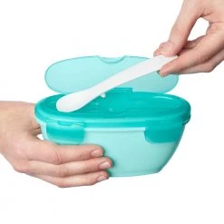 Skiphop SKIP HOP EASY SERVE TRAVEL BOWL AND SPOON - SOFT TEAL