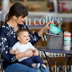 Skiphop SKIP HOP EASY SERVE TRAVEL BOWL AND SPOON - SOFT TEAL