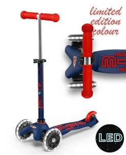 Babyhouse Australia Mini Micro Deluxe LED 3 Wheel Scooter - Navy Blue Limited Edition