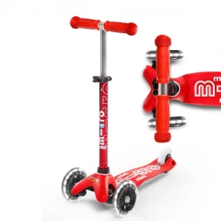 Babyhouse Australia Micro Scooter Mini Micro Deluxe LED 3 Wheel Scooter - Red